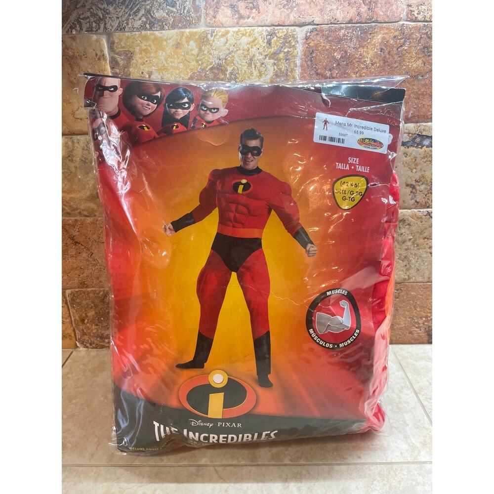 Disney Pixar Mr. Incredible Costume Deluxe Muscle Men L/XL 42-46 Halloween